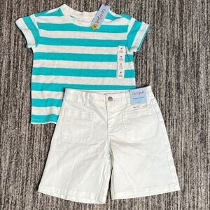 Cat & Jack Aqua and White Striped Tee and Bermuda Shorts Size M (8)